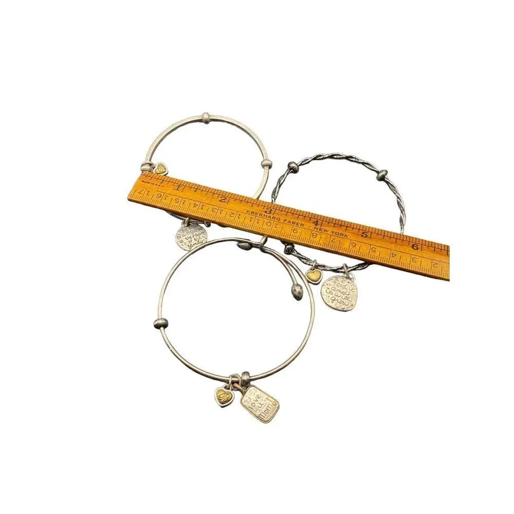 Brighton set of three 3 silver plated bracelets moms mothers family